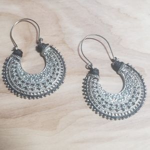Silver hoop hanger earrings